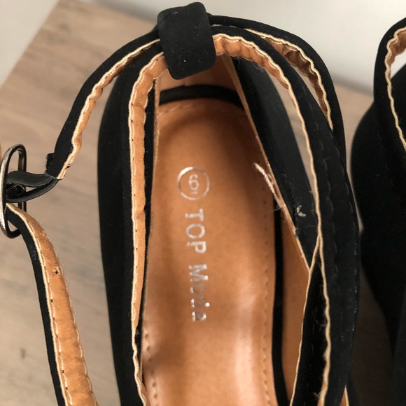 TOP Moda Eva Black Wedges - Picture 6 of 11